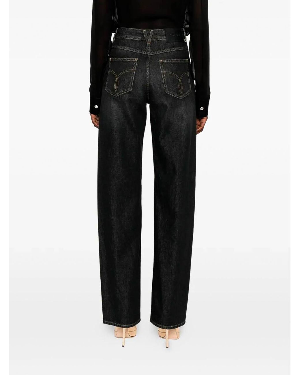Vaqueros Rectos Versace de color Black