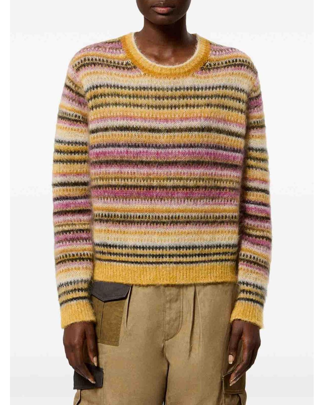 Isabel Marant Natural Morine Striped Mohair And Wool Sweater