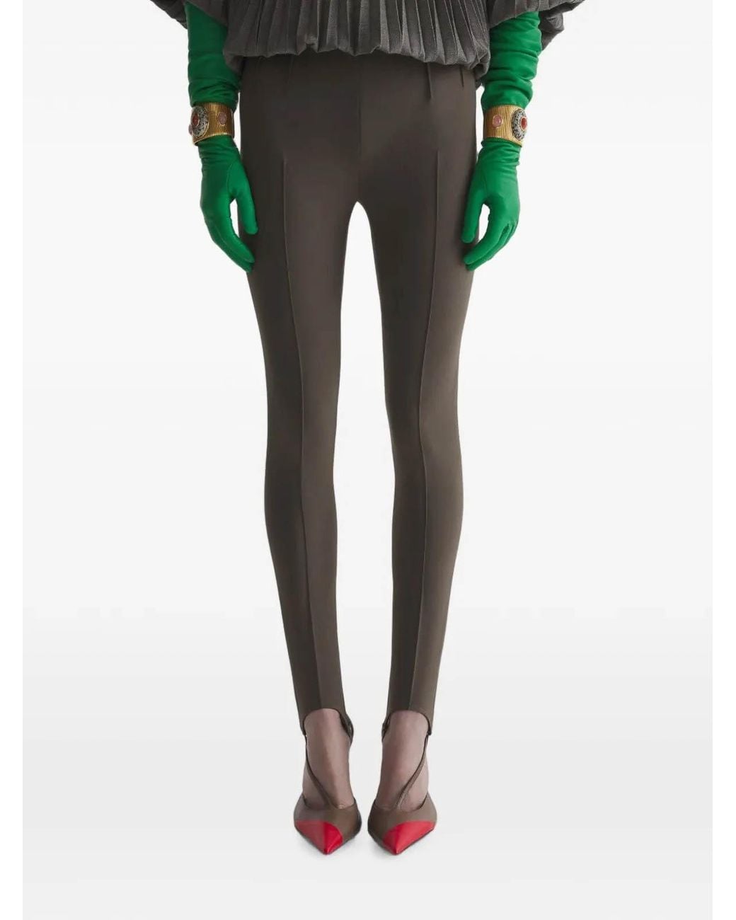 Mugler Gray Pleated Trousers Tailored Legging