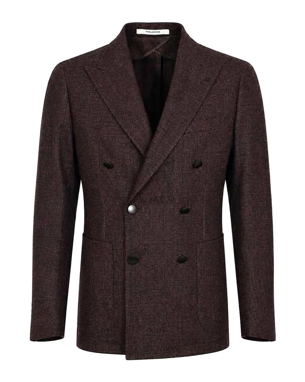 Tagliatore Black Double-Breasted Jacket for men