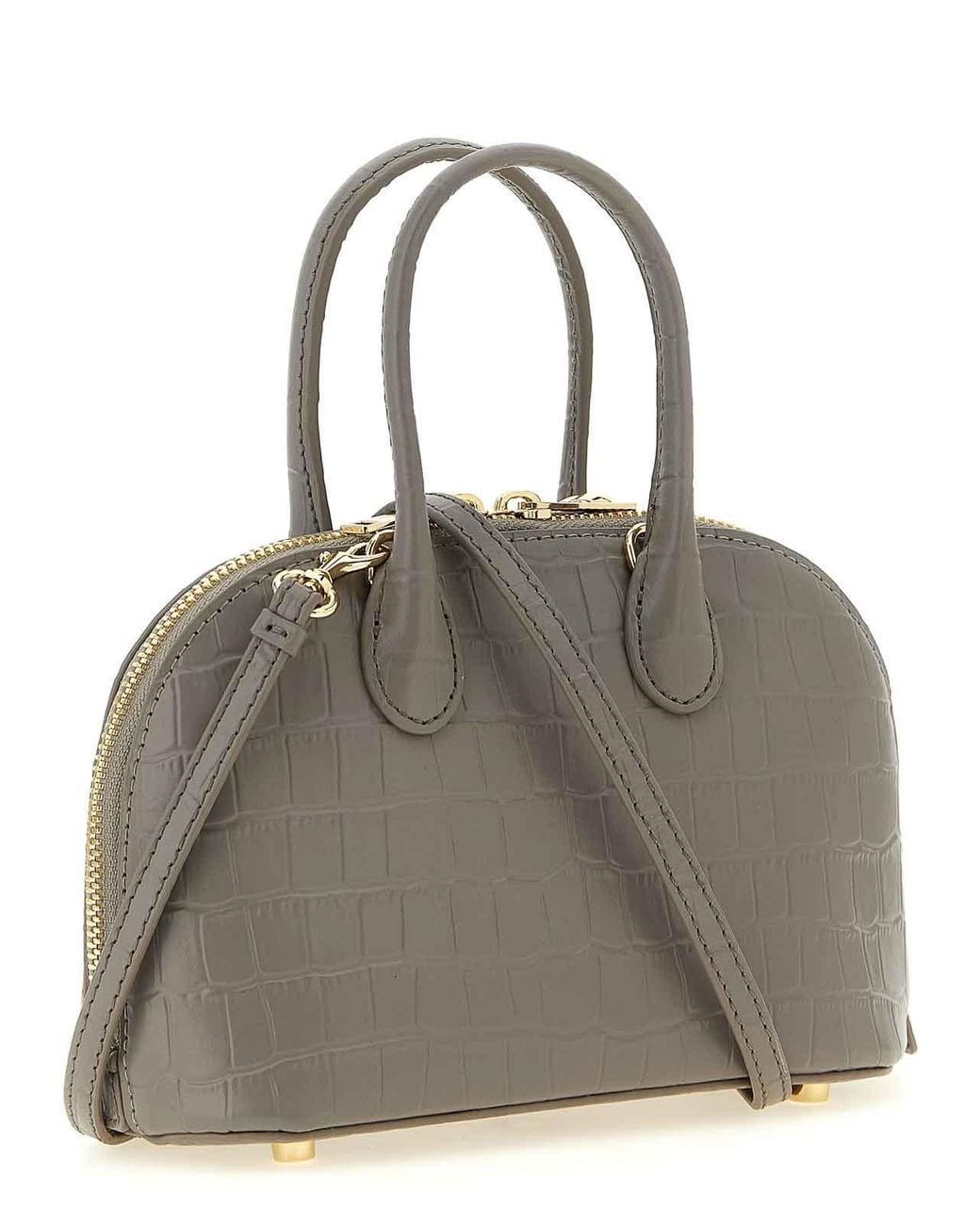 Self-Portrait Metallic Croc Leather Mini Toast Handbag