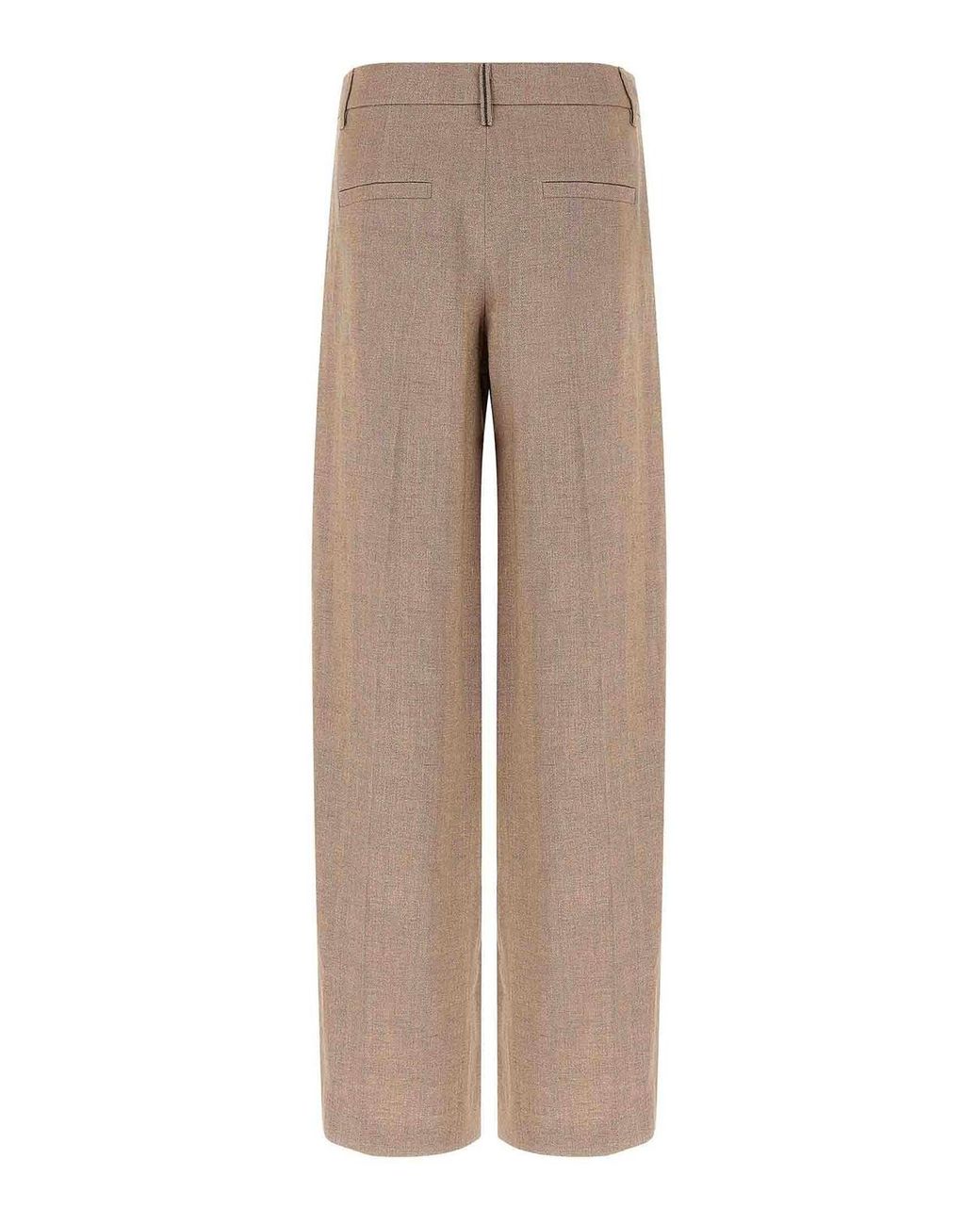 Brunello Cucinelli Natural Loose Pleated Pants