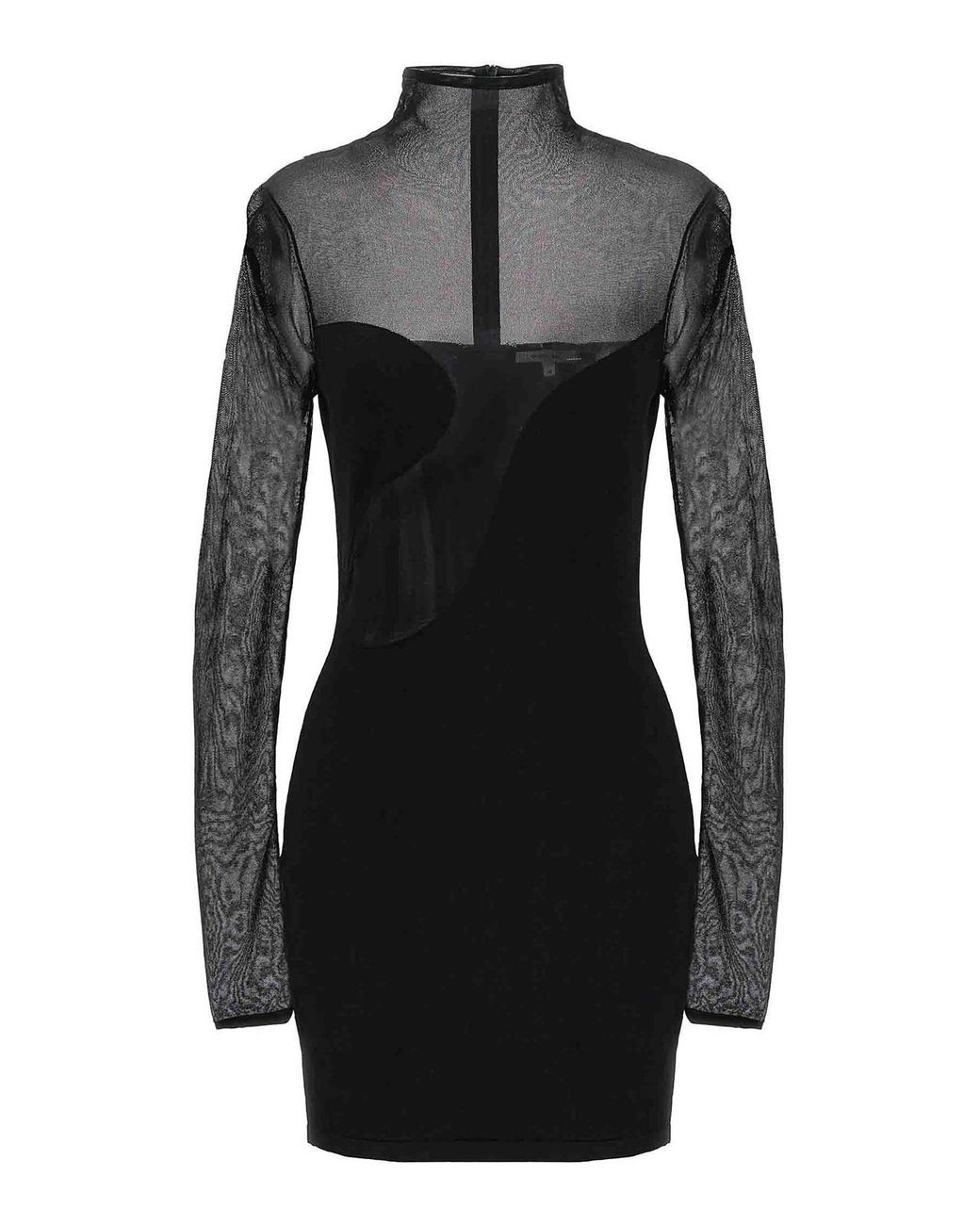Nensi Dojaka Black Fitted Semisheer Dress