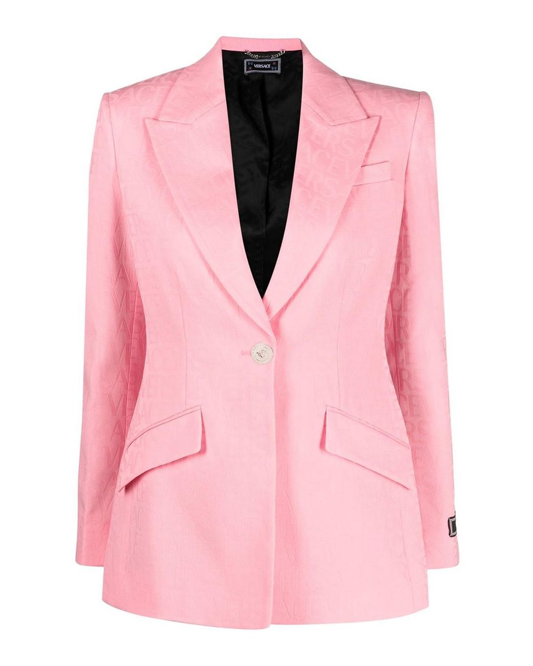 Versace Pink Logo Jacquard Blazer