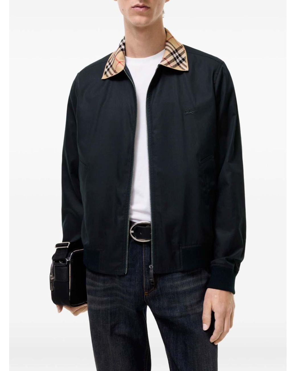 Burberry Black Gabardine Glenfields Harrington Jacket for men