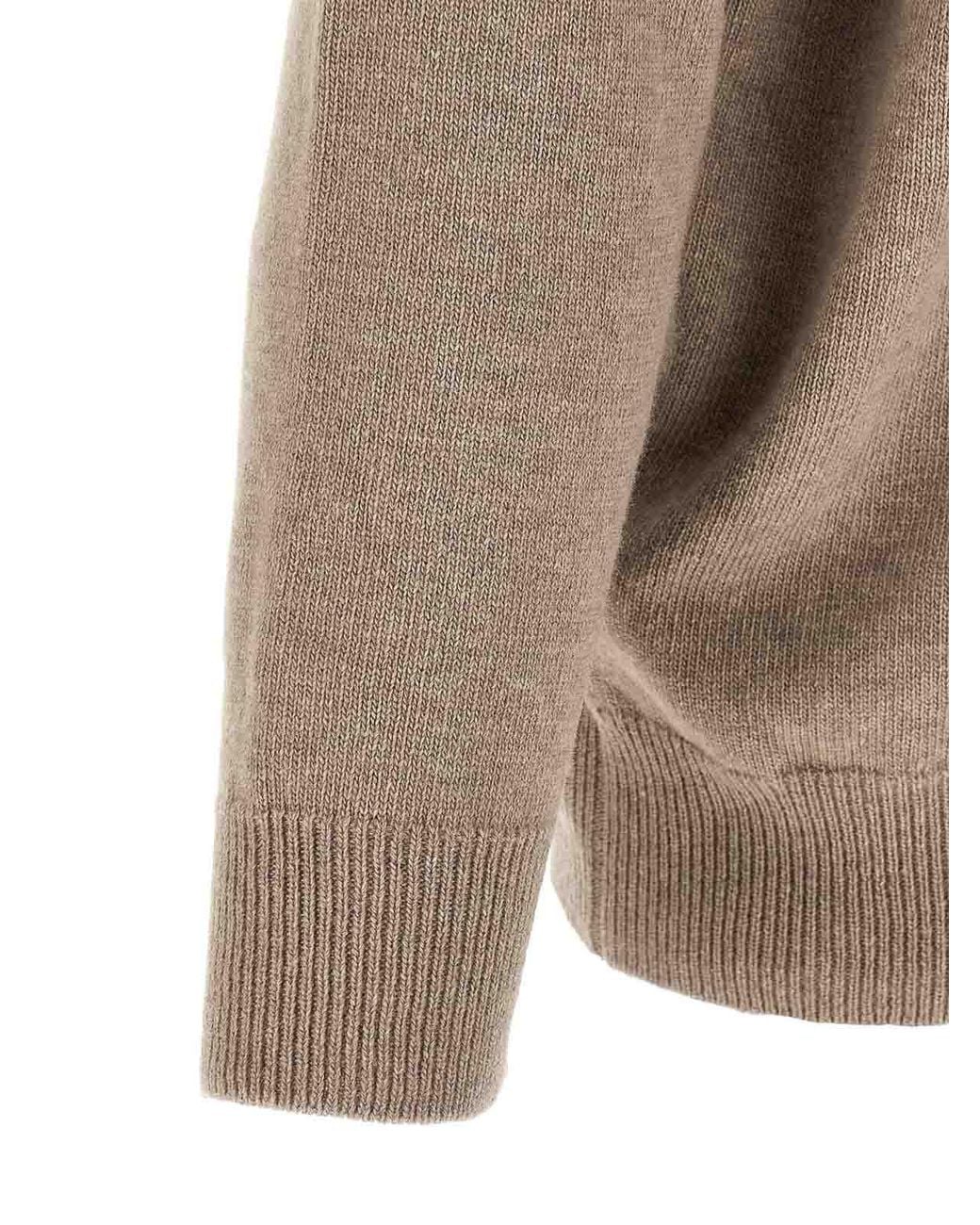 Jil Sander Rundhalspullover in Natural für Herren