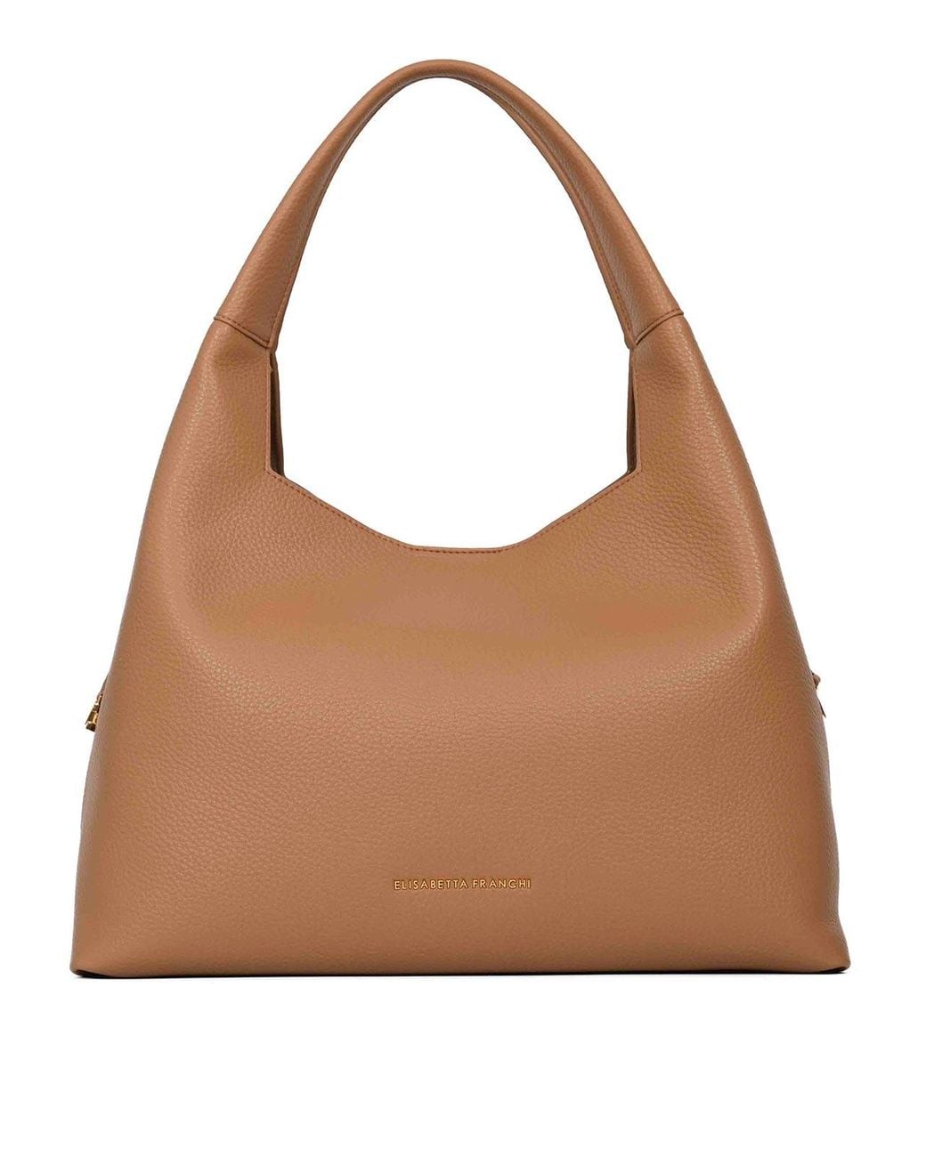 Elisabetta Franchi Brown Leather-Effect Hobo Bag With Charms