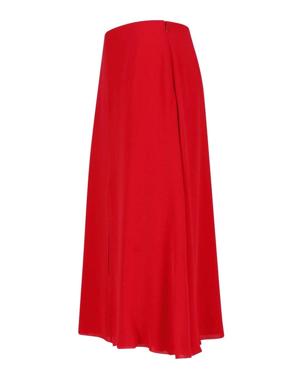 Valentino Garavani Red Silk Midi Skirt