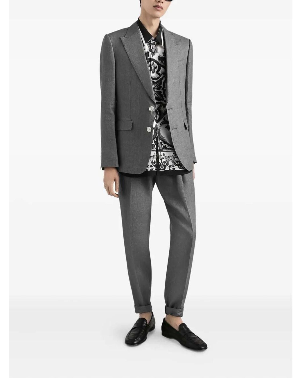 Dolce & Gabbana Black Graphic-Print Silk Shirt for men