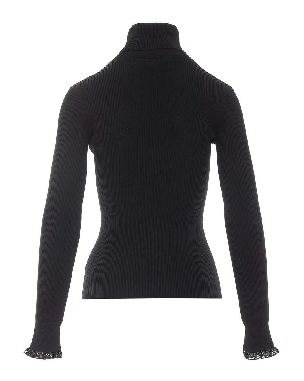 Elisabetta Franchi Black Logo High Neck Sweater