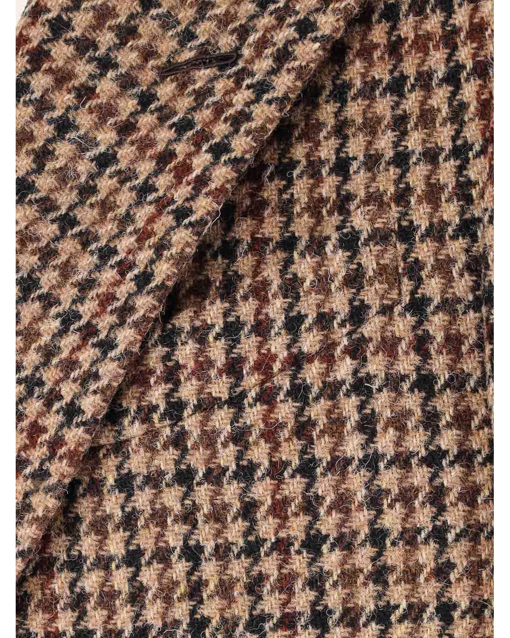 Caruso Brown Double-Breasted Wool Coat for men