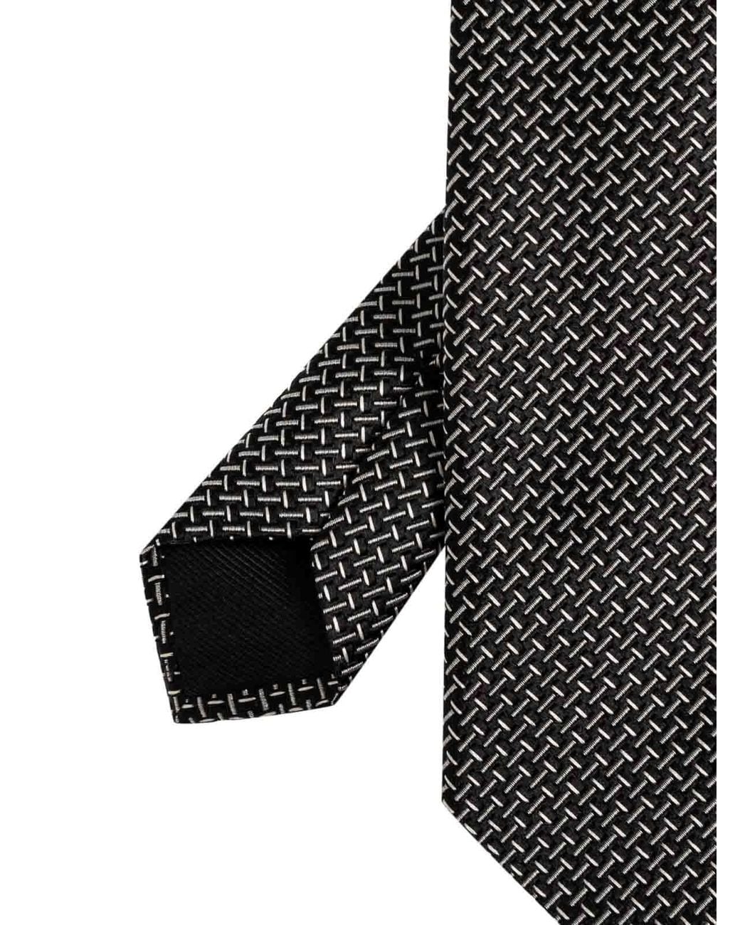 Tom Ford Black Silk Tie With Geometric Pattern for men