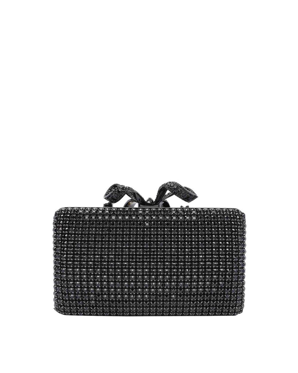 Self-Portrait Black Crystal Box Clutch