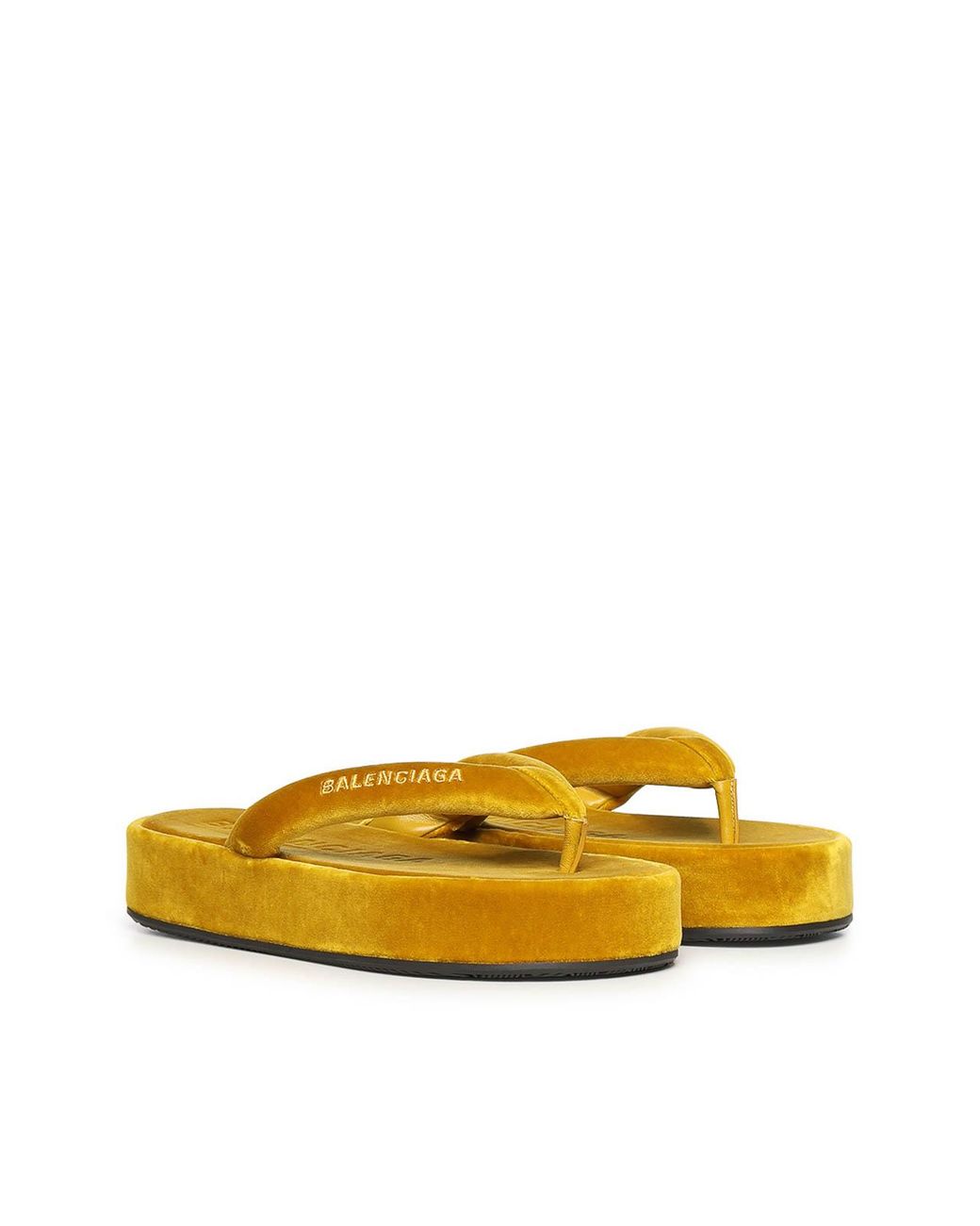 Balenciaga Yellow Jet Lag Velvet Flip-Flops