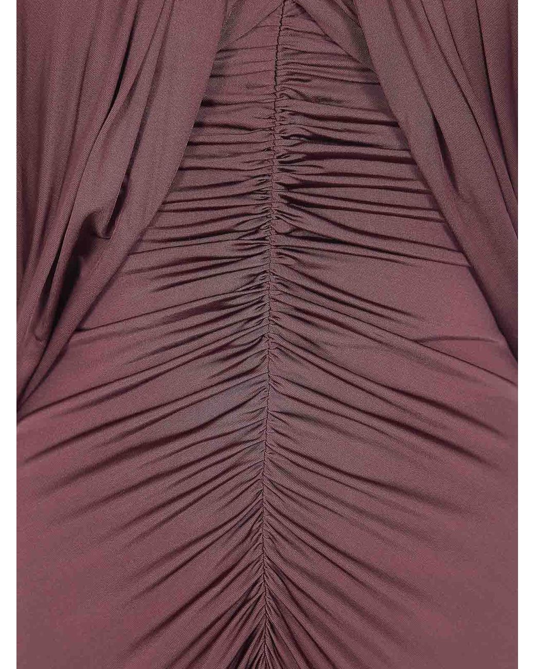 Self-Portrait Purple Jersey Drape Midi Dress
