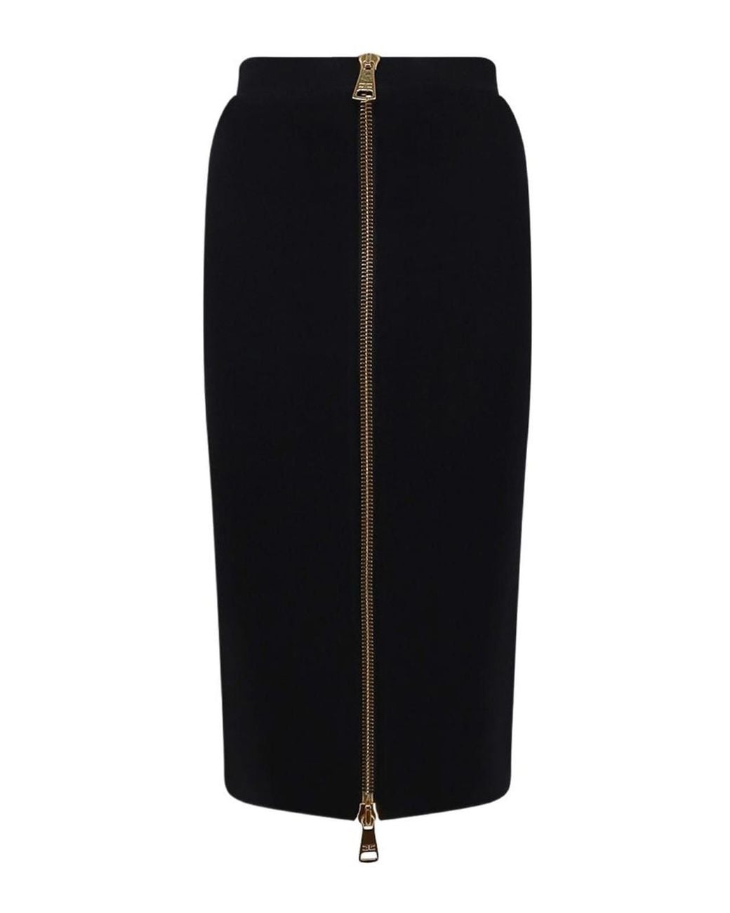 Elisabetta Franchi Black Zip-Front Knit Skirt