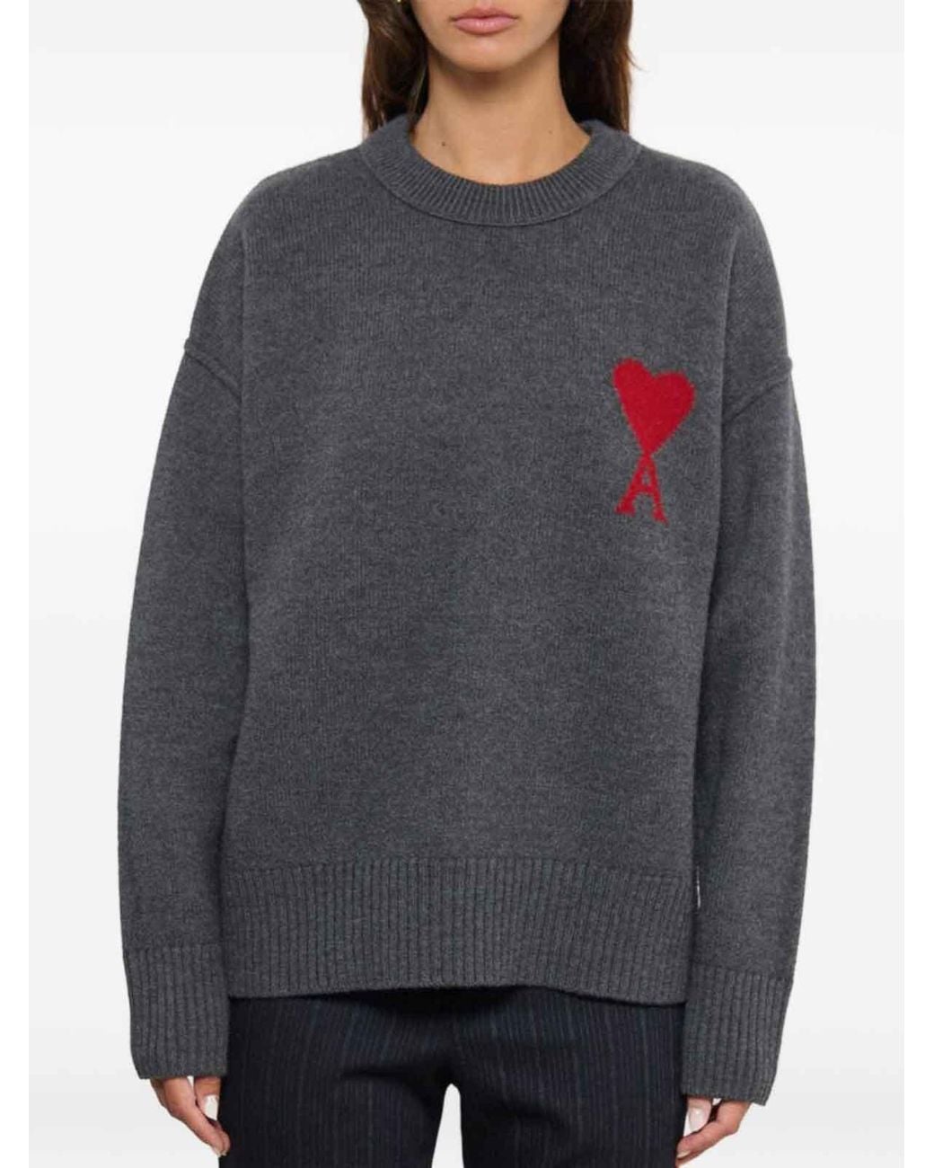 AMI Rundhalspullover in Gray für Herren