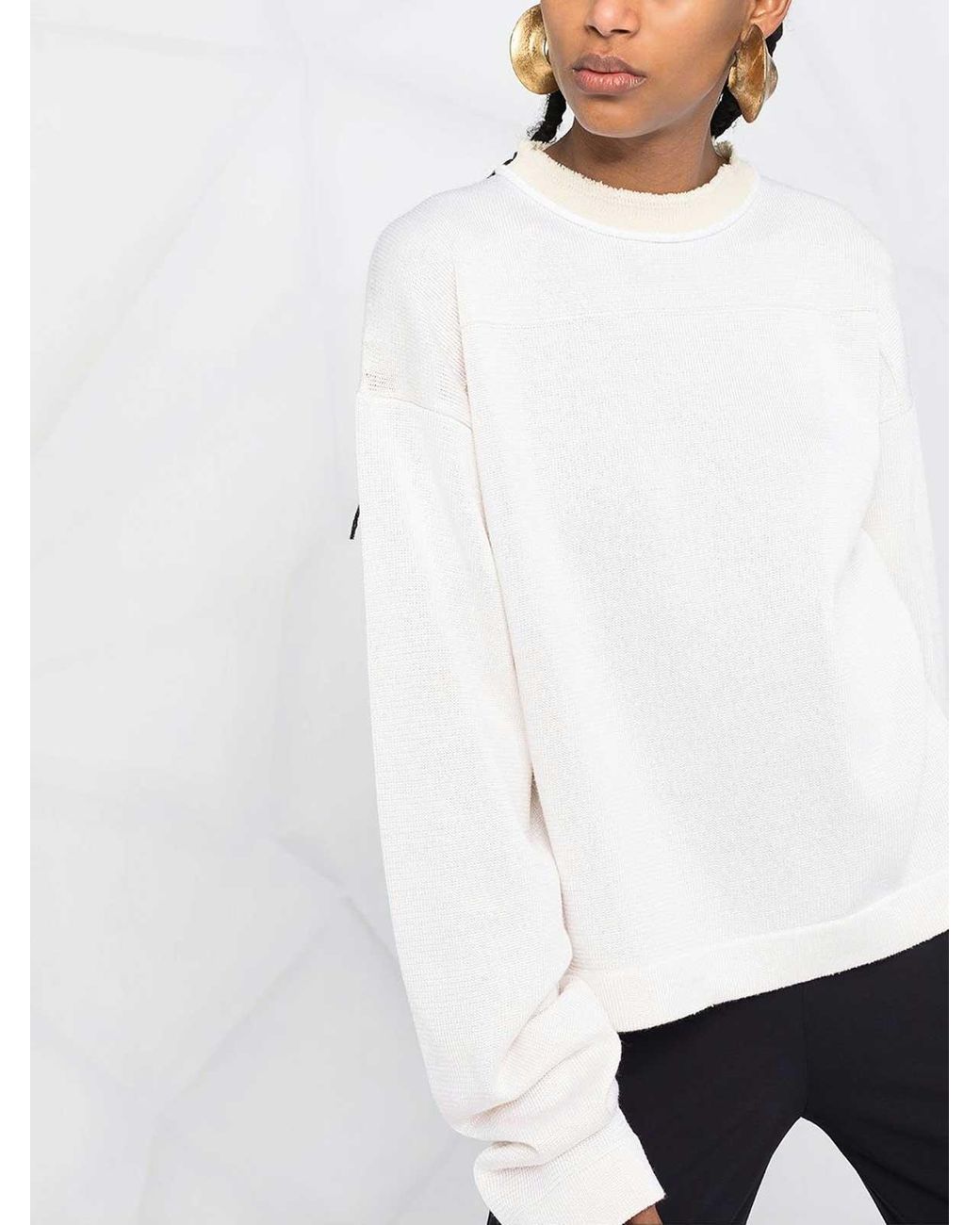 Jil Sander White Two-Tone Sweater