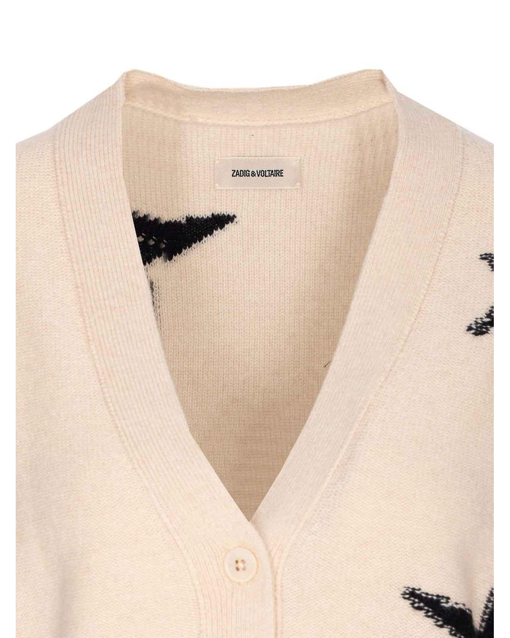 Zadig & Voltaire Natural Star-Intarsia Cashmere Cardigan