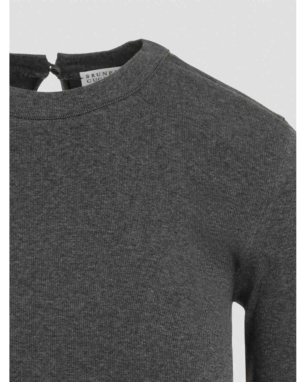 Brunello Cucinelli Gray L/S Rib T-Shirt