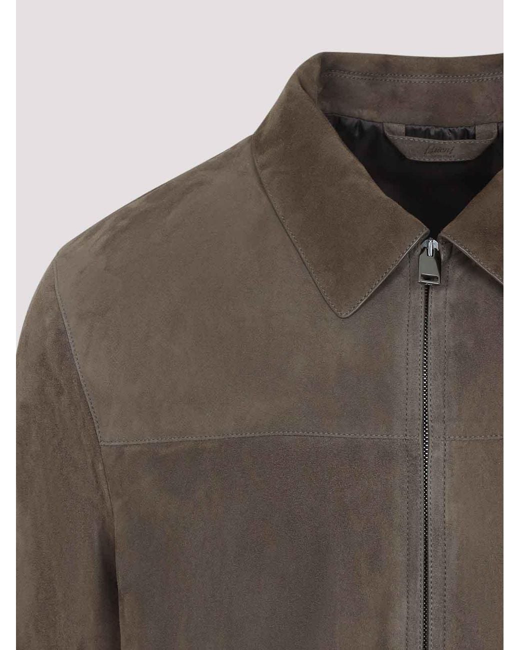 Brioni Brown Shirt Collar Blouson for men
