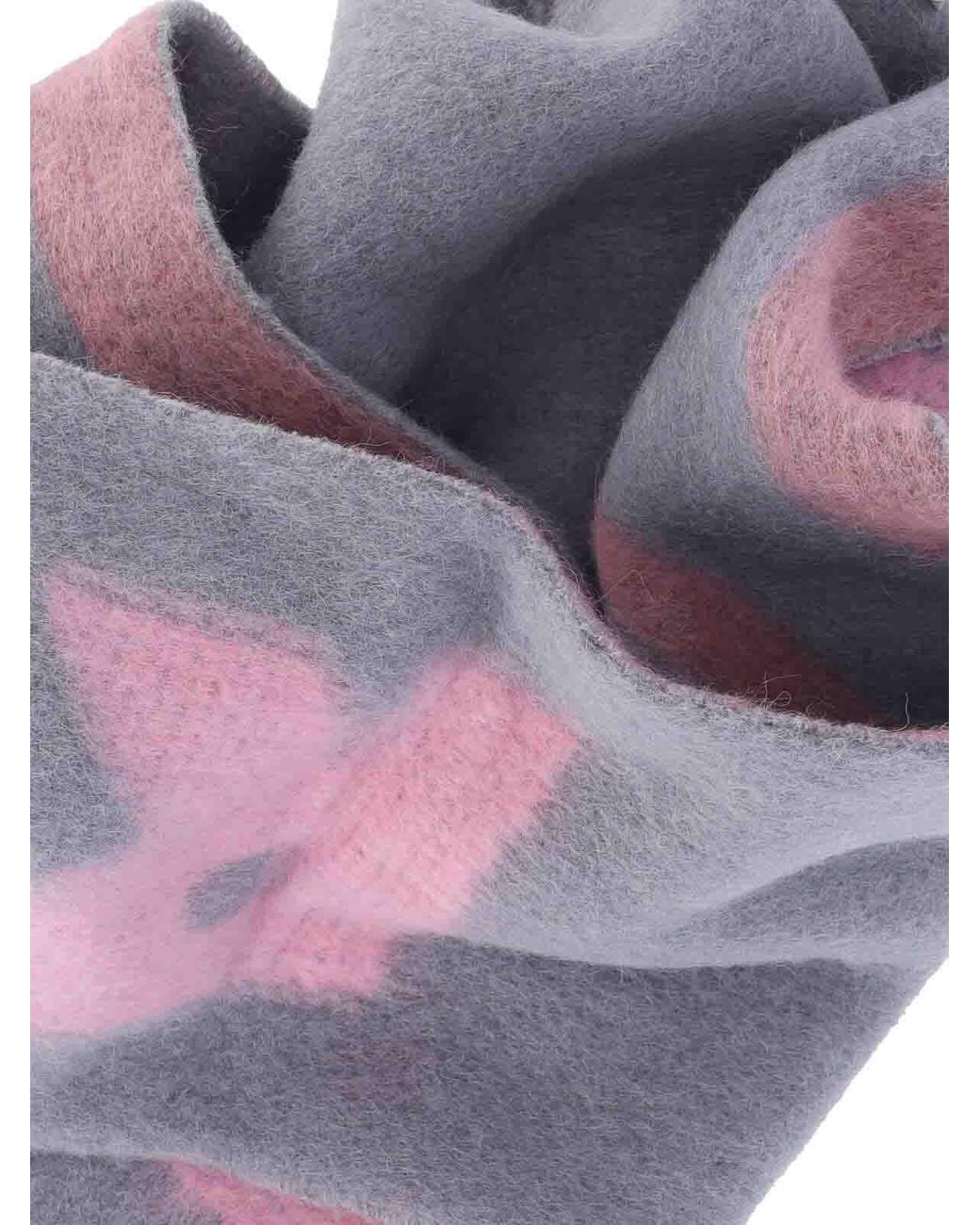 Marni Purple Logo Striped Scarf