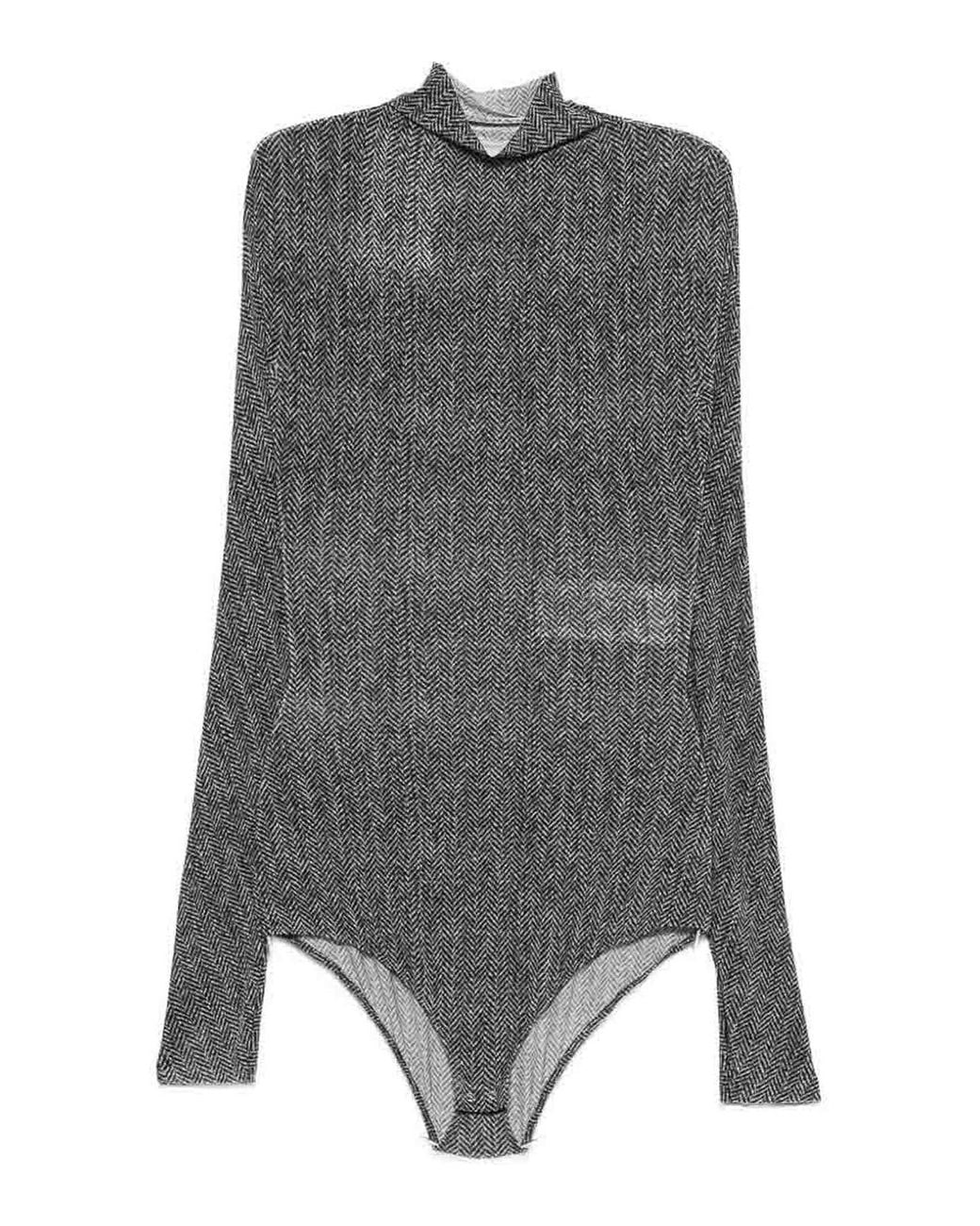 Maison Margiela Gray Semi-Sheer High-Neck Top