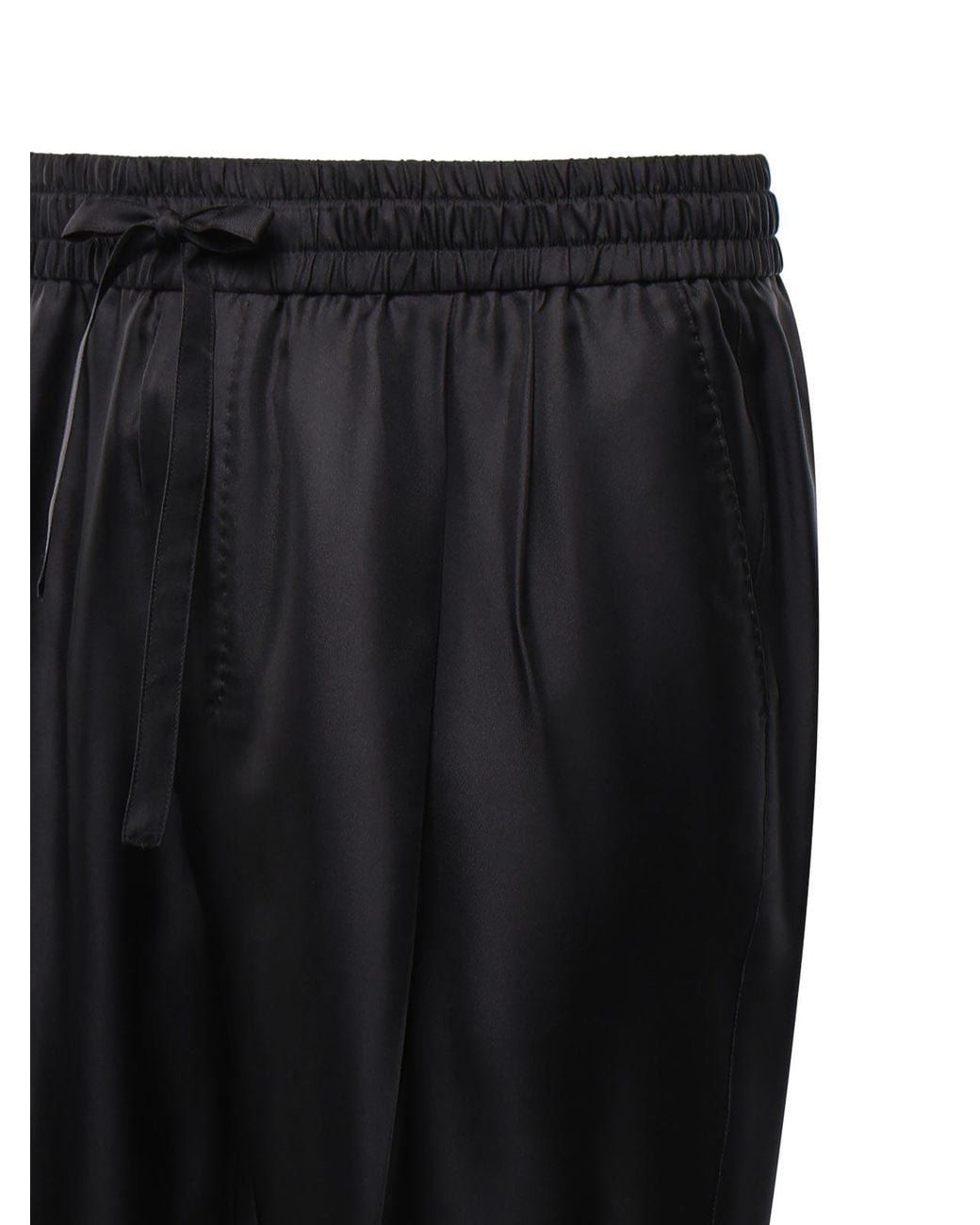 Dolce & Gabbana Black Silk Twill Joggers for men