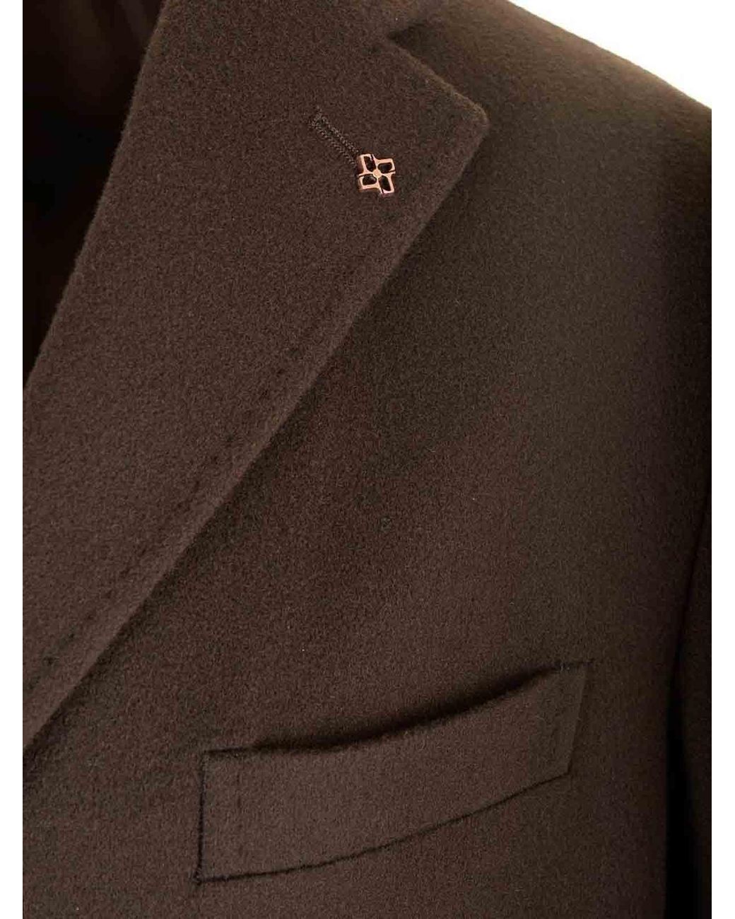Tagliatore Brown Wool And Cashmere Coat for men