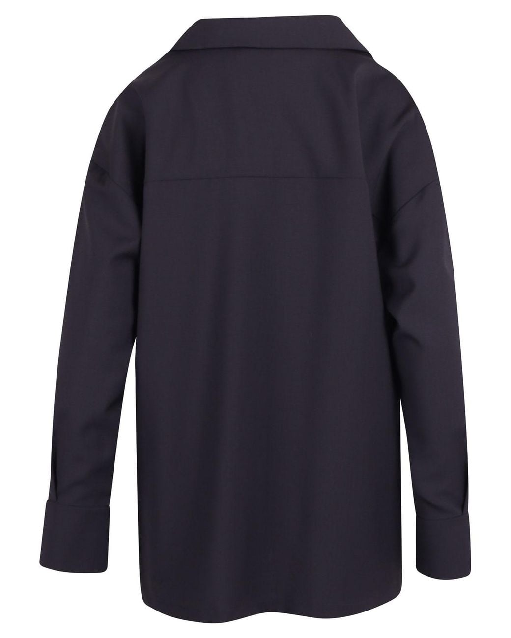 Max Mara Blue Wool Canvas Blouse With V-Neck
