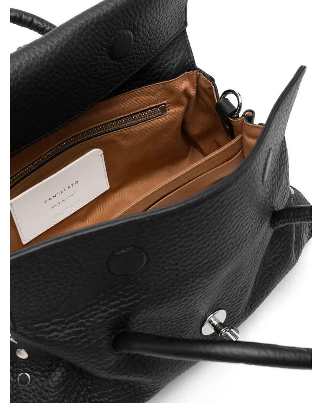 Zanellato Black Alma Centauro Mall Leather Handbag