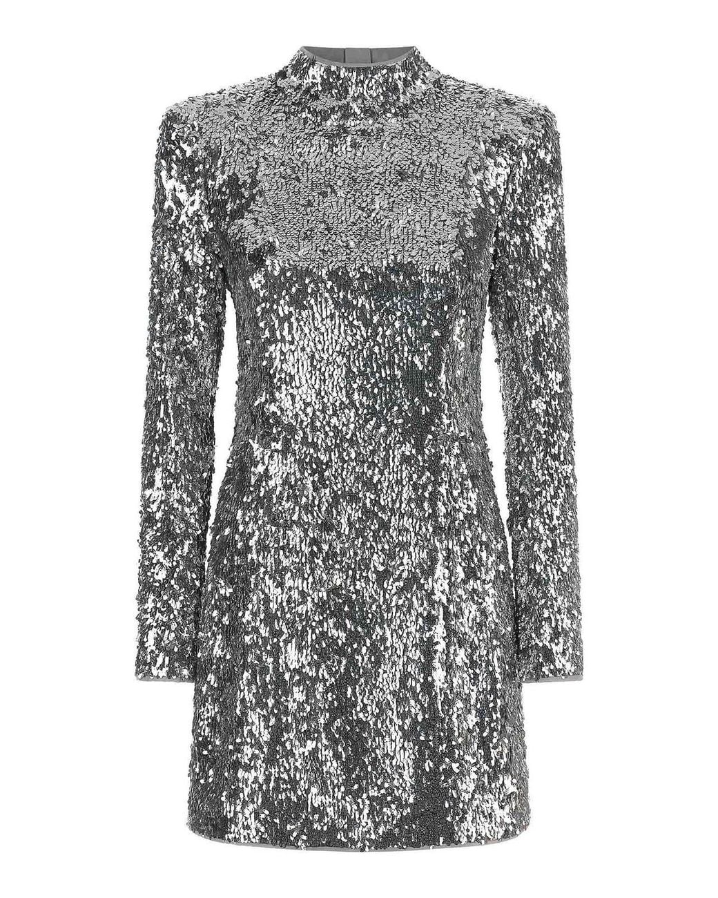 Balmain Gray Sequin Dress
