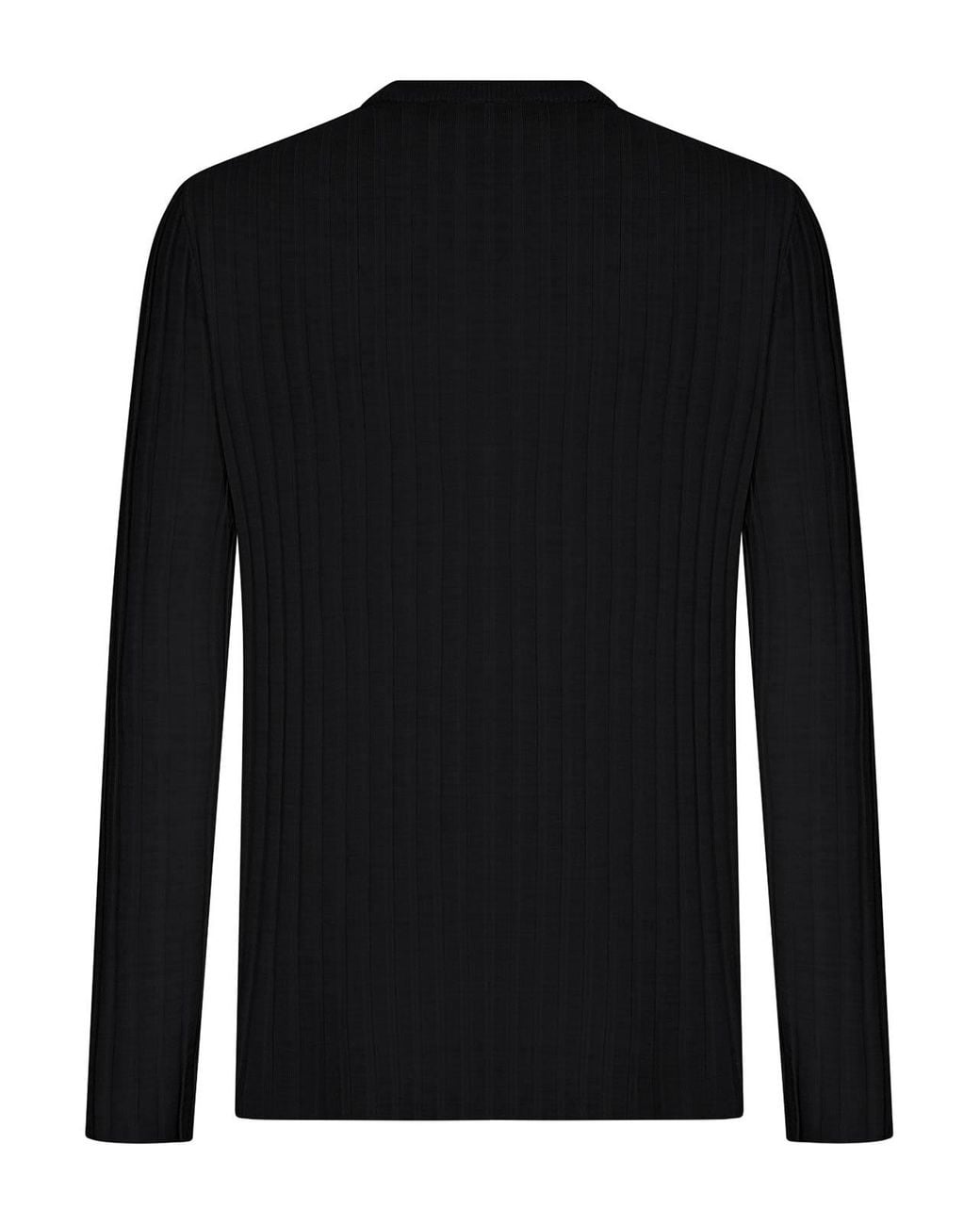 Amiri Black Henley Long-Sleeved Ribbed Knit Sweater for men