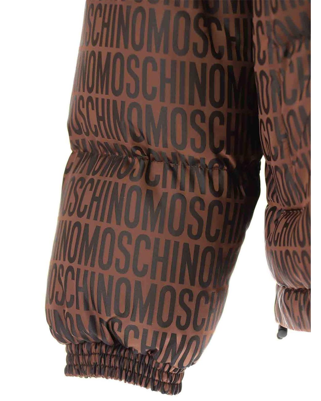 Moschino Brown Logo Duffle Coat for men