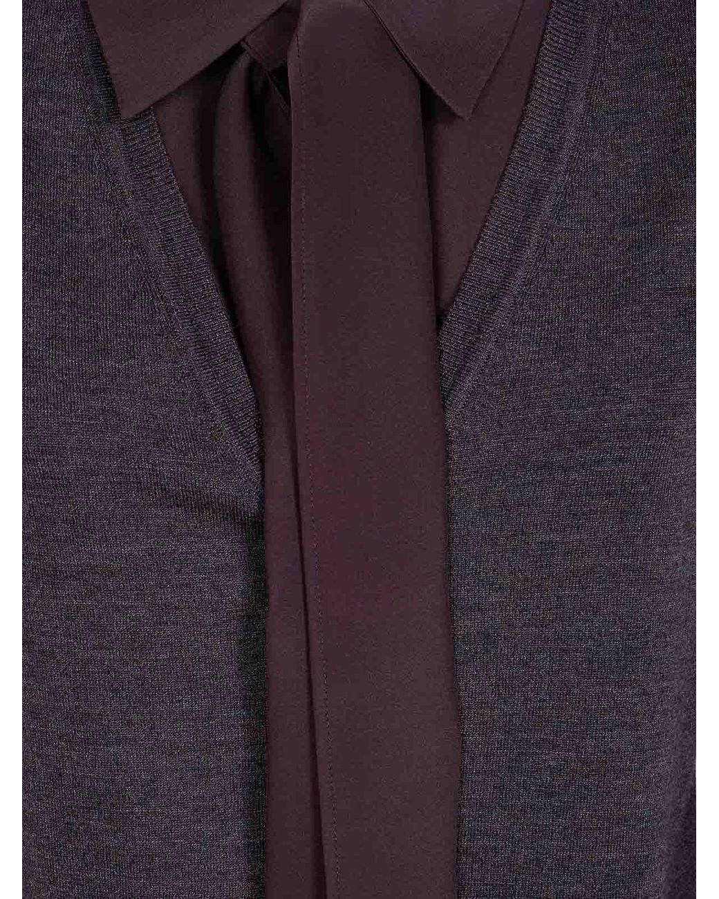 P.A.R.O.S.H. Blue Wool Cardigan With Silk Parts