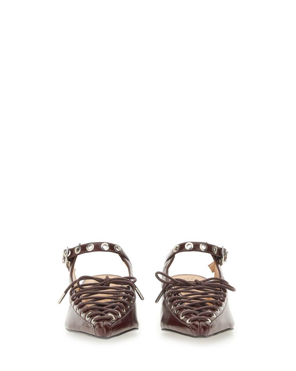 Ganni Brown Mule Lace-Up