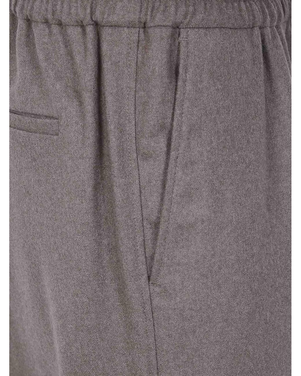 Drole de Monsieur Gray Elastic Waist Flannel Pants for men