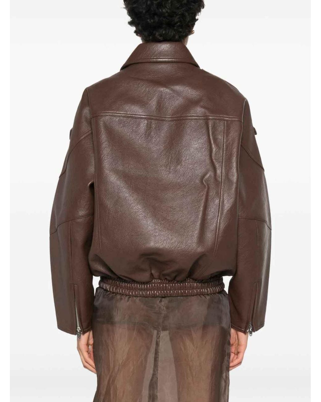 Frankie Shop Brown Hudson Faux Leather Bomber Jacket