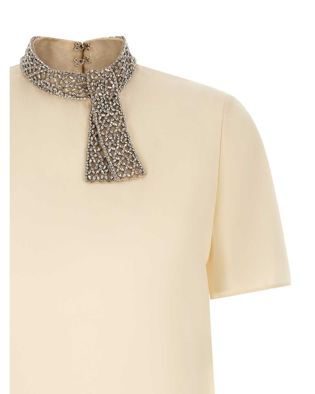 Valentino Garavani Natural Jewel Collar Top