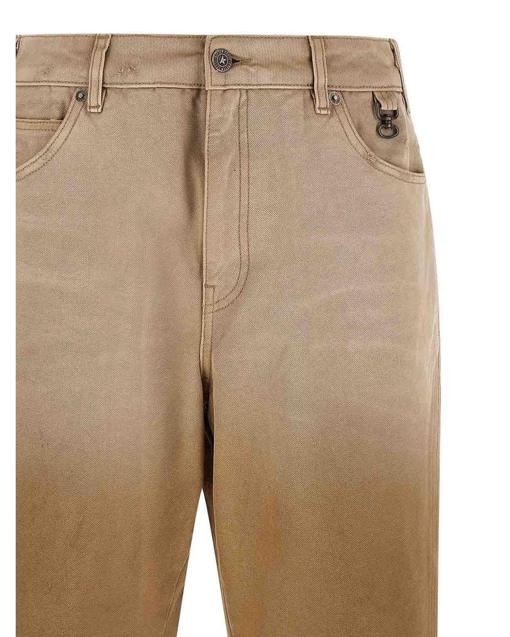 Golden Goose Deluxe Brand Natural Journey Russell Trousers With Check Lapels for men