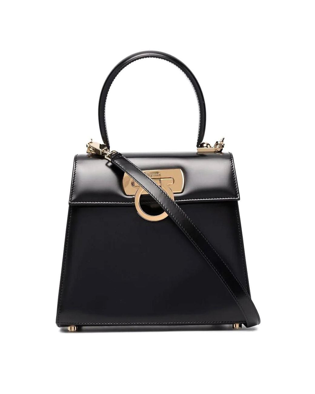 Ferragamo Black Iconic Small Top Handle Bag