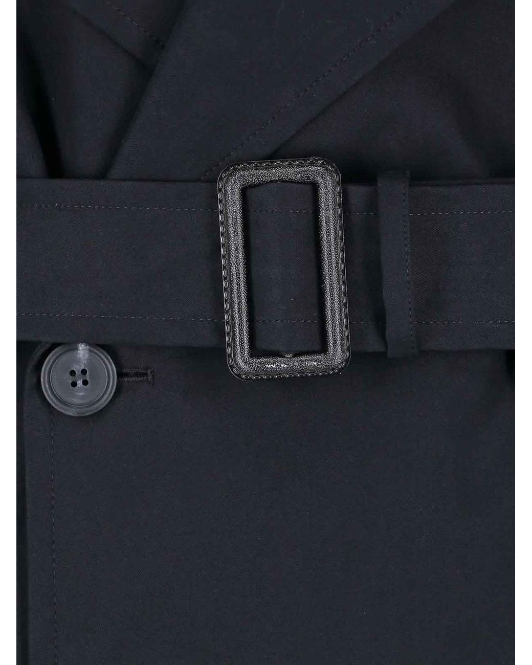MM6 by Maison Margiela Black Cotton Twill Trench Coat