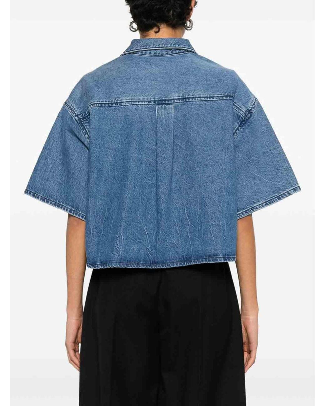 Alexander Wang Blue Denim Crop Shirt