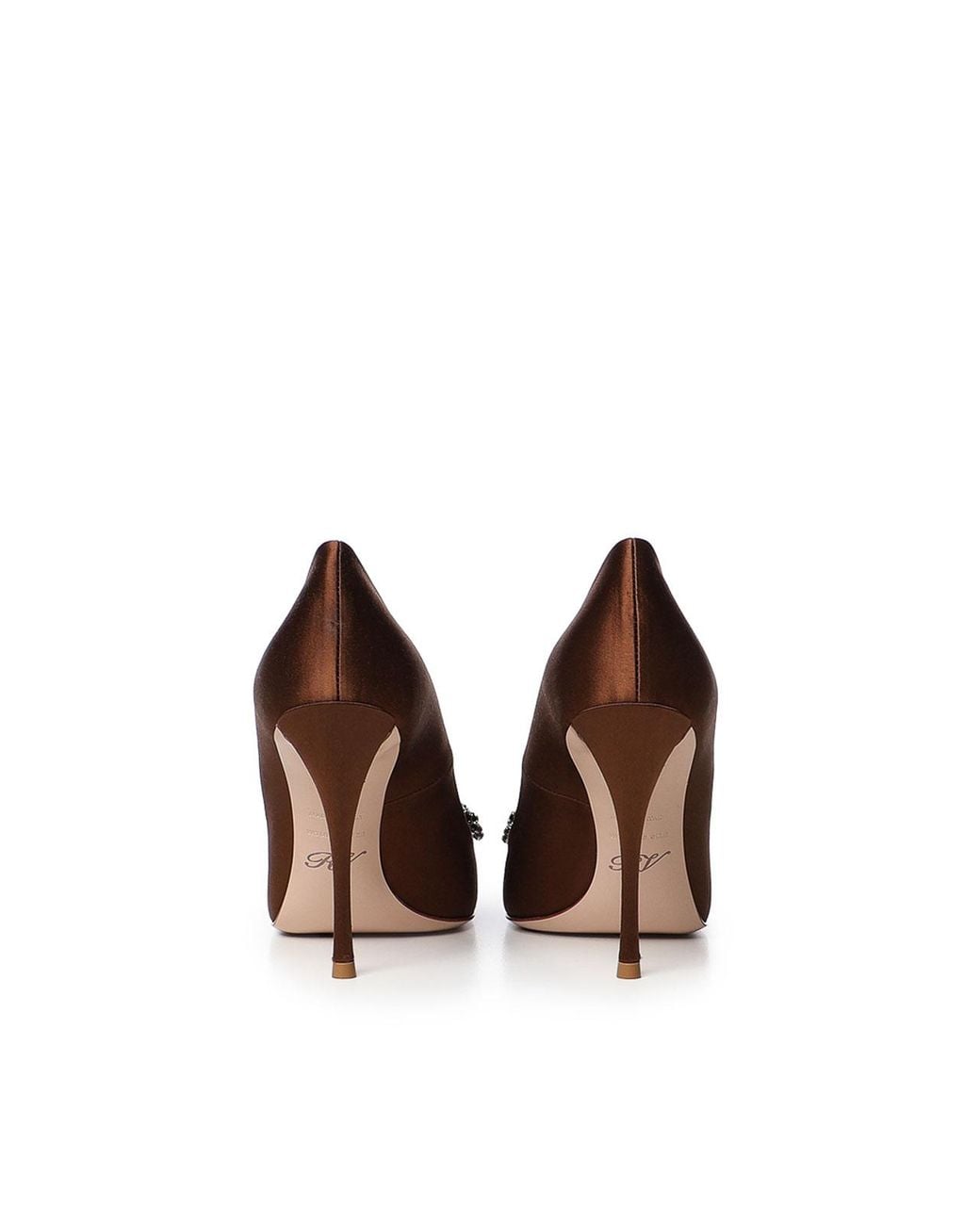 Roger Vivier Brown Efflorescence Satin Pumps
