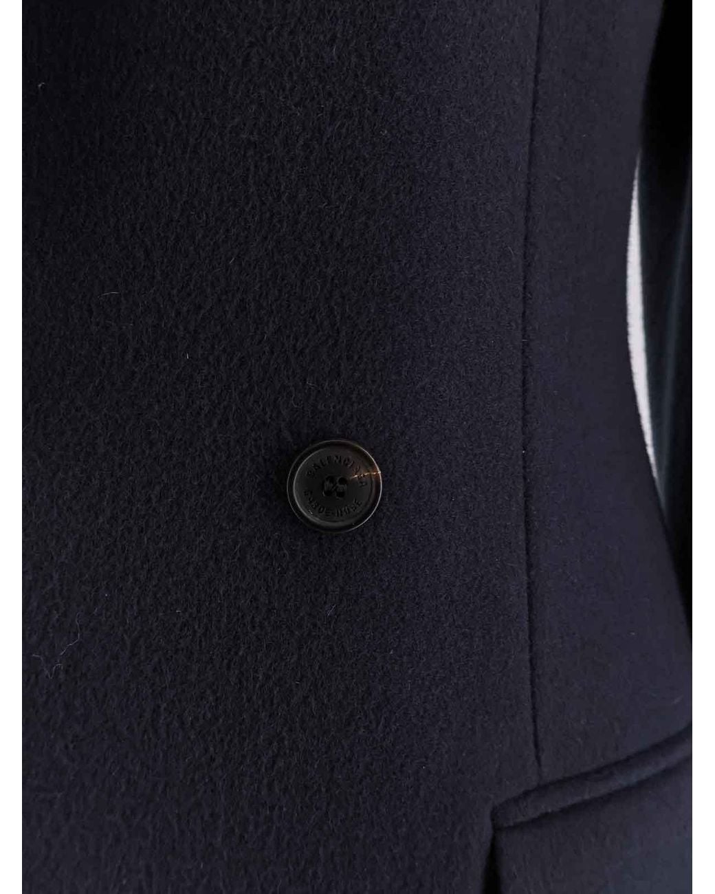 Balenciaga Blue Double-Breasted Godet Midi Wool Coat