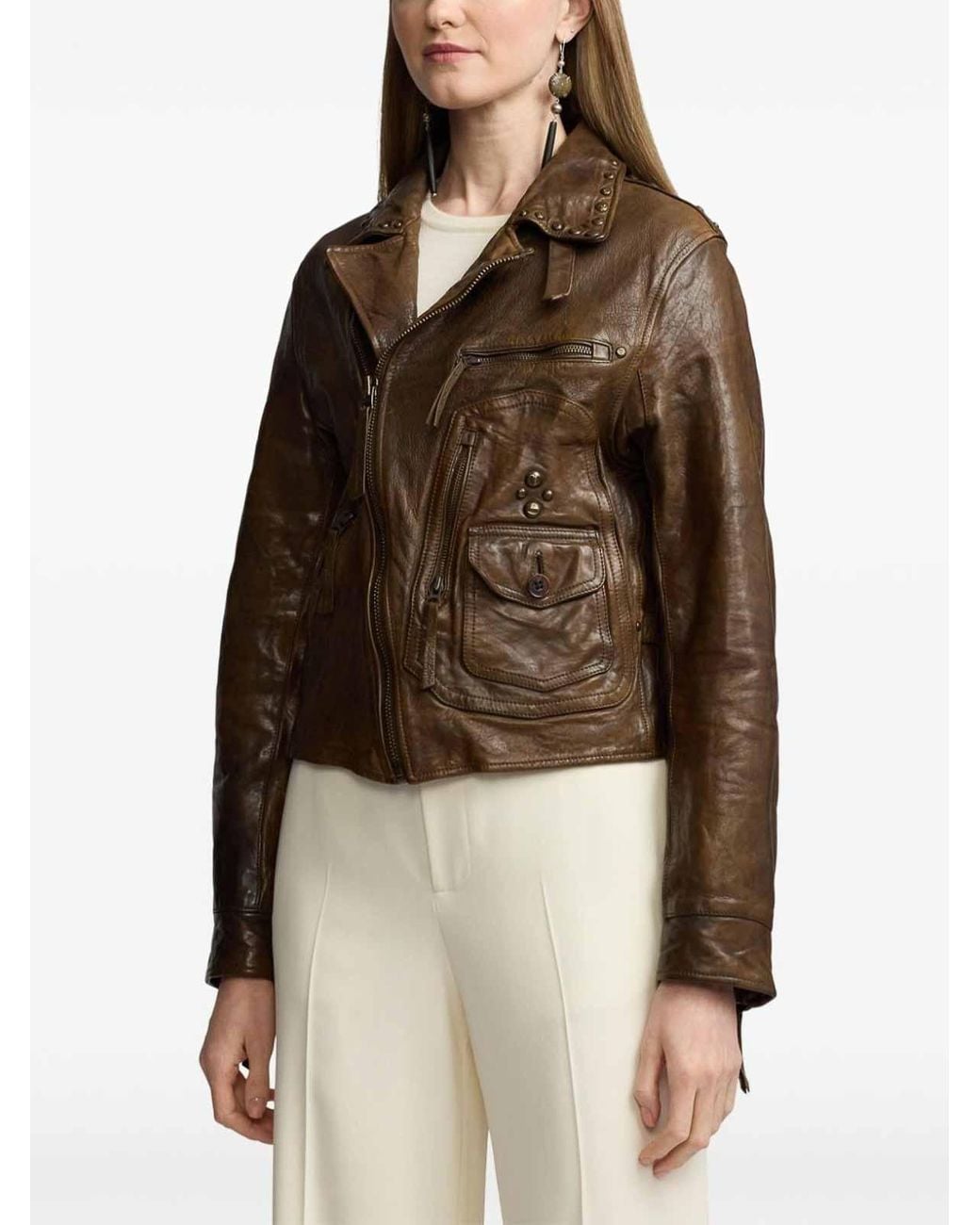 Polo Ralph Lauren Brown 'Andrea' Leather Jacket