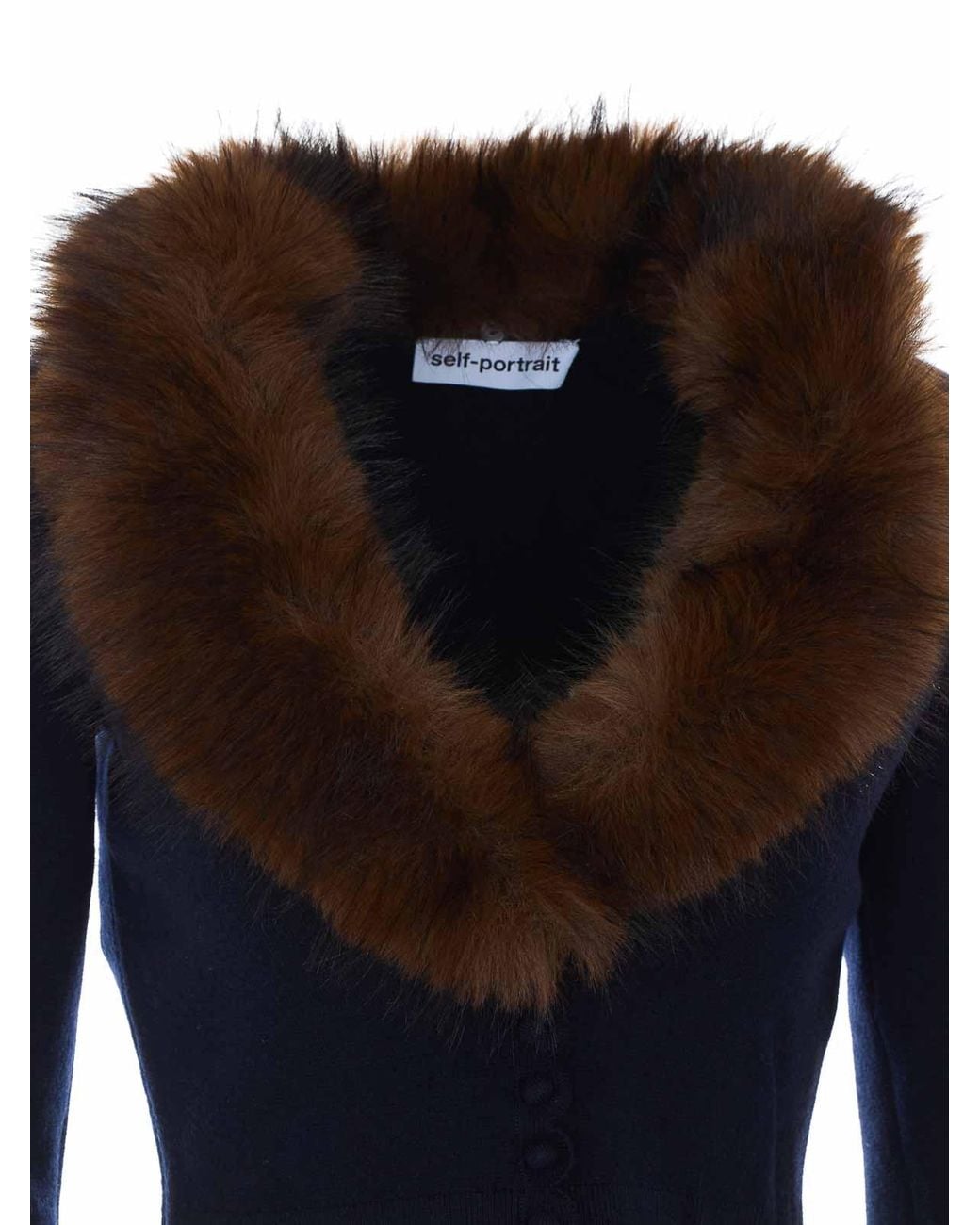 Self-Portrait Blue Faux Fur Cardigan