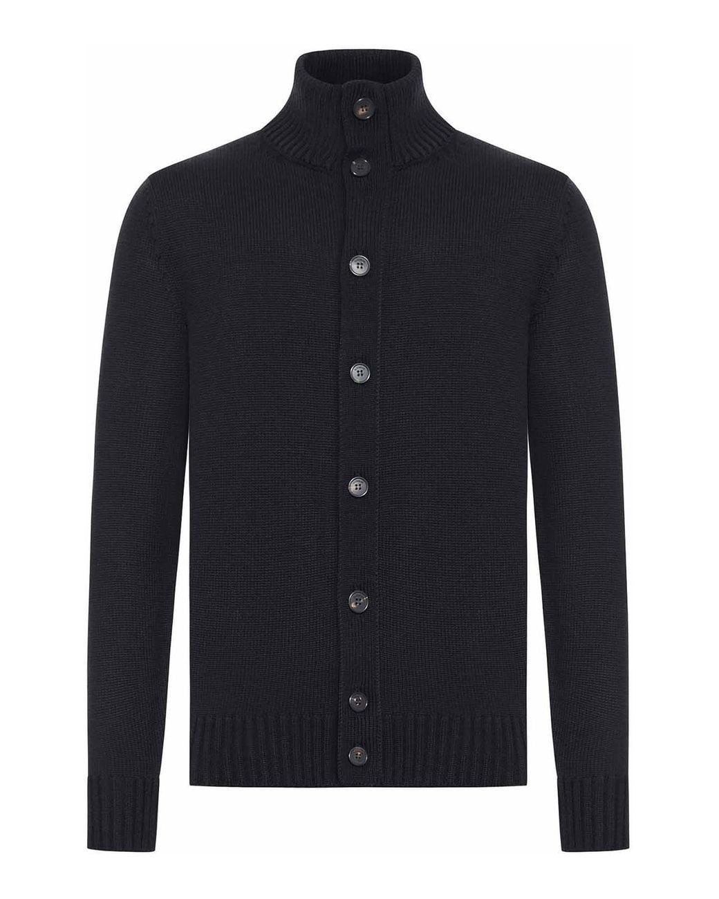 Zanone Blue Wool High Neck Cardigan for men
