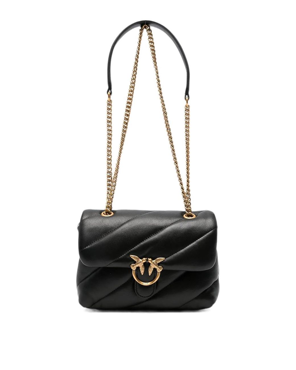 Pinko Black Love Puff Mini Quilted Bag