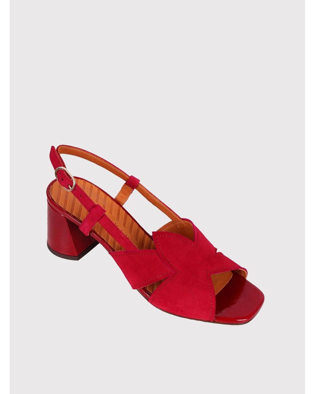 Chie Mihara Red Rutter Sandal With Heel And Buckle